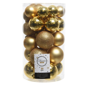 BOX PALLINE DI NATALE 30 PZ. DIAM. 4-5-6 CM. oro (Cod. 15325-01)