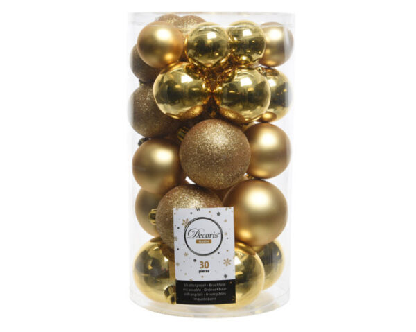 BOX PALLINE DI NATALE 30 PZ. DIAM. 4-5-6 CM. oro (Cod. 15325-01)
