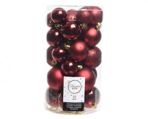 BOX 30 PZ. PALLINE DI NATALE DIAM. 4-5-6 CM. bordeaux (Cod. 15325-04)