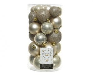 BOX 30 PZ. PALLINE DI NATALE DIAM. 4-5-6 CM perla (Cod. 15325-06)