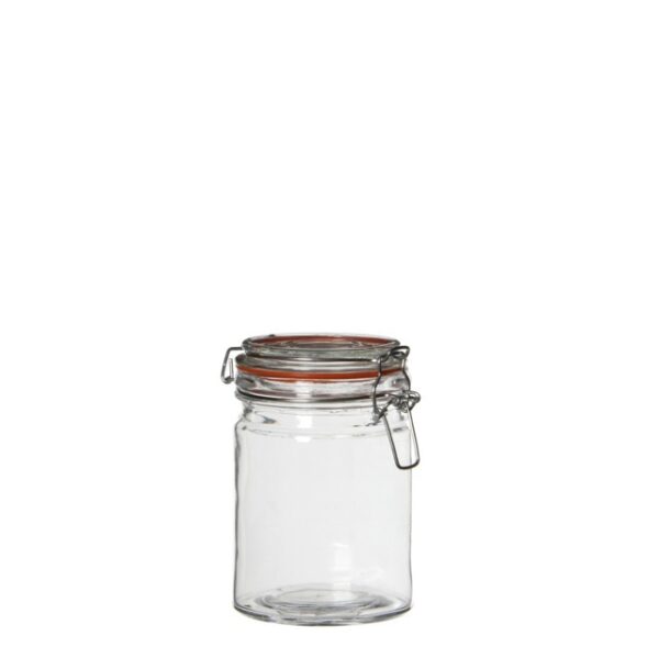 VASO VETRO TRASPARENTE CON CHIUSURA h15 d10,5 cm  (Cod. 25481-01)