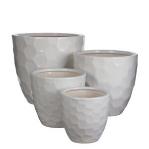 SET 4 VASI DIAMOND H15D16/H17D18/H22D24/H27D30 bianco (Cod. 19489-01)