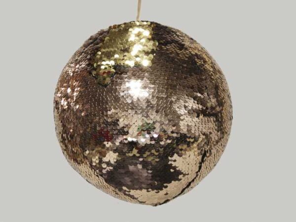 PALLINA CON PAILLETT MARRONE/ORO 20 CM  (Cod. 27676-01)