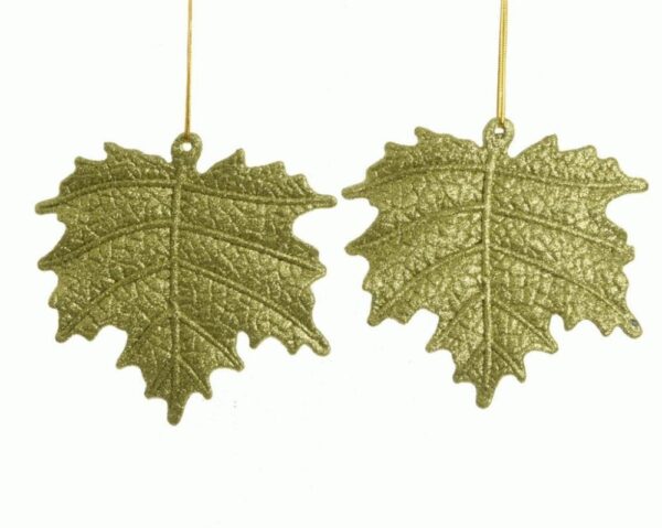 FOGLIA GLITTERATA D'APPENDERE 10,5CM verde (Cod. 25945-01)