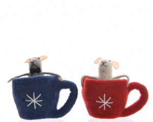 TOPO DI LANA COTTA IN TAZZA 8X11,5X11 CM  (Cod. 25966-01)