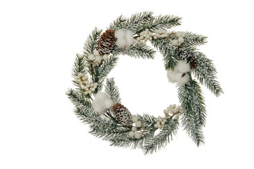 CORONCINA PINO CON BACCHE/COTONE D22CM bianco (Cod. 27778-02)