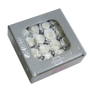 BOX TESTE DI ROSA DIAM. 2,5-3 CM PRINCESS PZ.16 bianco (Cod. 8332-01)