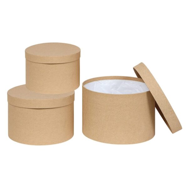 SET 3 SCATOLE D18.5 H14,5 - D16 H13 - D13,7 H11  naturale (Cod. 31337-01)