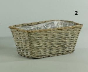 CESTO VIMINI RETTANG. 37X22 H16 (X 2 VASI D16) grigio (Cod. 27094-02)