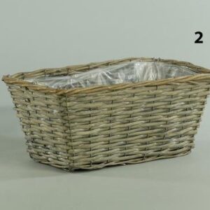 CESTO VIMINI RETTANG. 37X22 H16 (X 2 VASI D16) grigio (Cod. 27094-02)