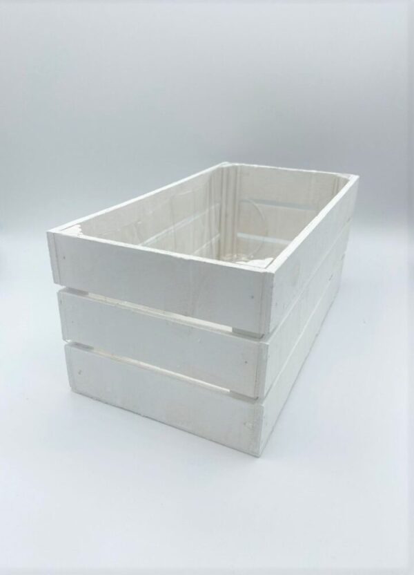 CASSETTA LEGNO RETTANGOLARE PER 2 VASI D12 bianco (Cod. 27182-01)