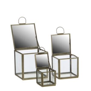 SET 3 BOX VETRINA IN METALLO-H6,5/H8,5/H10,5CM  (Cod. 32117-01)