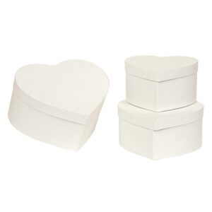 SET 3 SCATOLE CUORE 24X24X12-21X21X10-18X18X10 CM bianco (Cod. 31208-02)