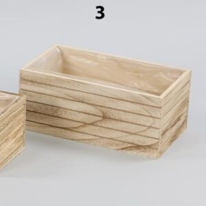 CASSETTA RETT. LEGNO X 2 VASI D14 naturale (Cod. 31892-02)