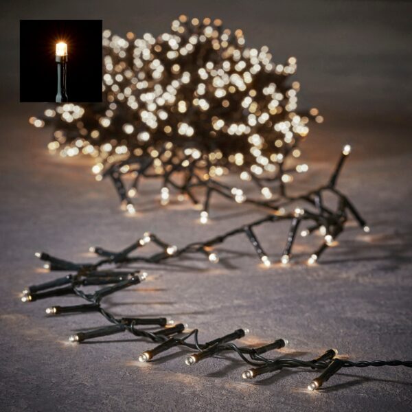 FILO LUCE BIANCO CLASSICO 1000 LED 20MT, CAVO NERO  (Cod. 32039-01)