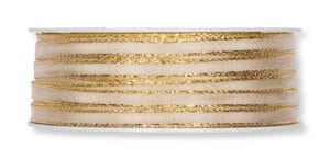 NASTRO TAFFETA CON BORDO LUREX 5MM 30M crema (Cod. 30530-04)