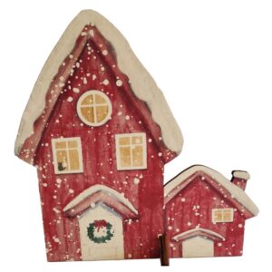 CHRISTMAS RED HOUSE LEGNO 10MM 28X29 CM  (Cod. 32247-01)