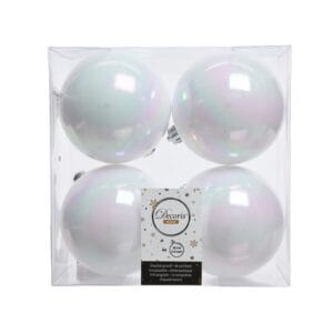 4 PZ. PALLINE DI NATALE D10 CM  bianco-iris (Cod. 38102-05)