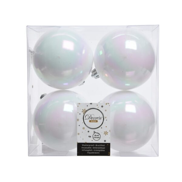 4 PZ. PALLINE DI NATALE D10 CM  bianco-iris (Cod. 38102-05)