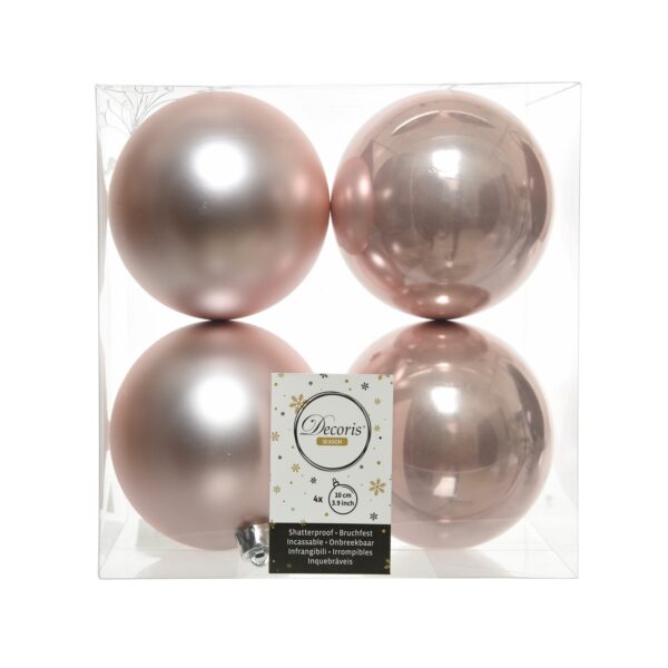 4 PZ. PALLINE DI NATALE D10 CM  rosa-cipria (Cod. 38102-10)