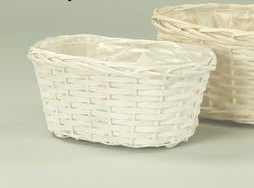 CESTO VIMINI OVALE PER DUE VASI D14 bianco (Cod. 23985-01)