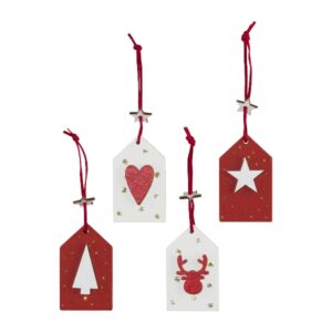 S/4 PZ. DECORI NATALE LEGNO  D'APPEND. 4,5X7,5CM  (Cod. 32484-01)