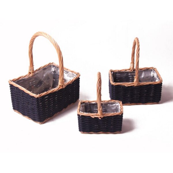 SET 3 CESTI LANA 15X9,5 H8/20-GR 23X17 H11,5/29 blu-scuro (Cod. 32770-01)