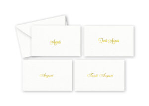 BIGLIETTI + BUSTE 100 PZ BIANCO MARTELLATO ORO  (Cod. 32821-01)