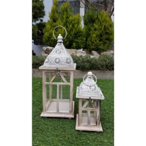 SET 2 LANTERNE MARY 12X12X27H-18X18X43H CM naturale (Cod. 32858-02)