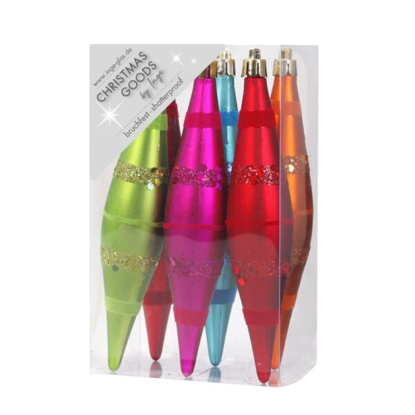 PALLINE NATALE OLIVE MILLEFIORI 15CM 6PZ.   (Cod. 32831-01)