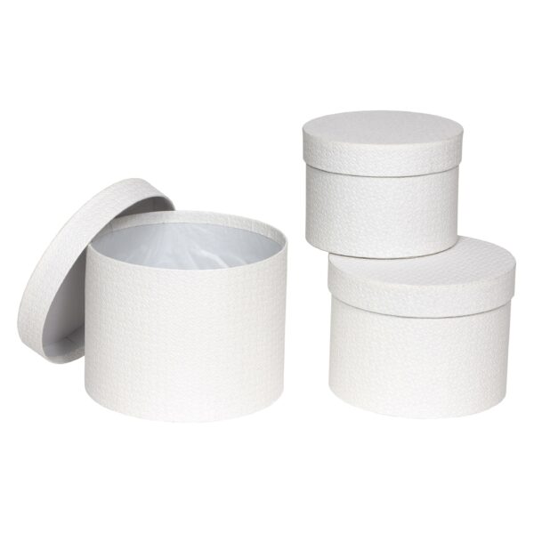SET 3 SCATOLE D18.5 H14,5 - D16 H13 - D13,7 H11  bianco (Cod. 31337-02)
