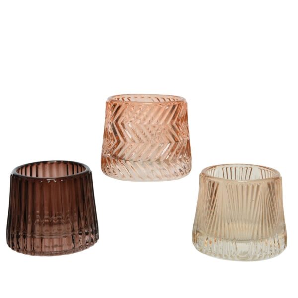 PORTA TEALIGHT VETRO D.8,2 H.6,8 CM variazioni-di-rosa (Cod. 33097-02)