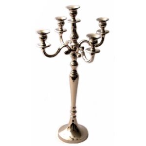 CANDELABRO ALLUMINIO 5 FIAMME H60 CM  nichel (Cod. 33118-01)