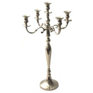 CANDELABRO ALLUMINIO 5 FIAMME H75 CM vb nichel (Cod. 33119-01)