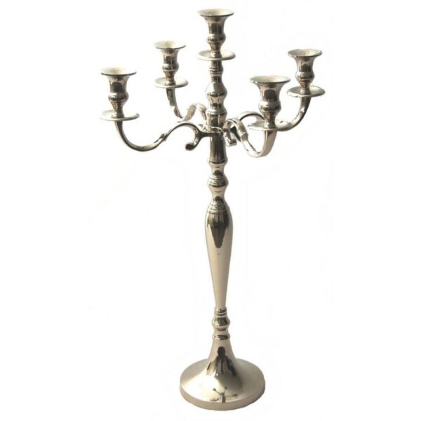 CANDELABRO ALLUMINIO 5 FIAMME H75 CM vb nichel (Cod. 33119-01)