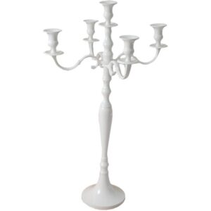 CANDELABRO ALLUMINIO 5 FIAMME H75 CM  vb bianco (Cod. 33119-02)