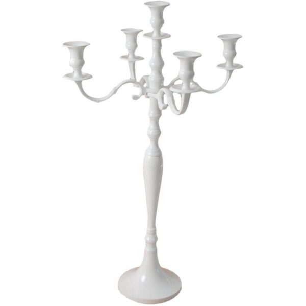 CANDELABRO ALLUMINIO 5 FIAMME H75 CM  vb bianco (Cod. 33119-02)