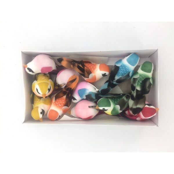 SET 12 PZ. UCCELLINI COLORATI CM 10 CON CLIP  (Cod. 33124-01)