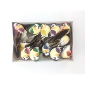 SET 12 PZ. UCCELLINI COLORATI CM 10,5 CON CLIP  (Cod. 33125-01)