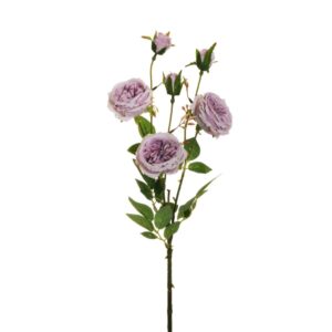 ROSE RAMO AUSTIN CON 3 FOGLIE E 3 BOCCIOLI lilla (Cod. 33373-04)