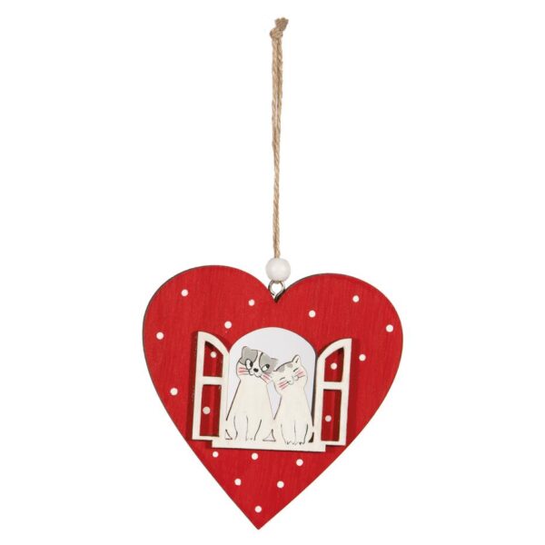 PENDAGLIO GATTO IN CUORE CM 10 - H10  (Cod. 33475-01)