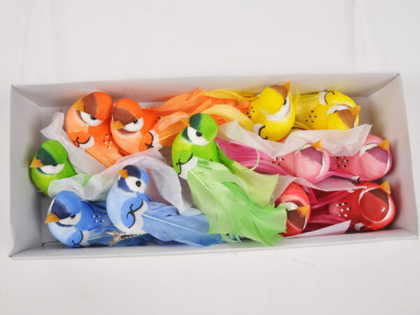 SET 12 PZ CLIP CON UCCELLINO 8 CM COLORI MISTI  (Cod. 33522-01)