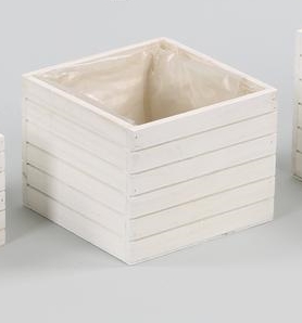 CASSETTA QUADRATA LEGNO X VASO D14 bianco (Cod. 31891-01)