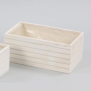 CASSETTA RETT. LEGNO X 2 VASI D14 bianco (Cod. 31892-01)