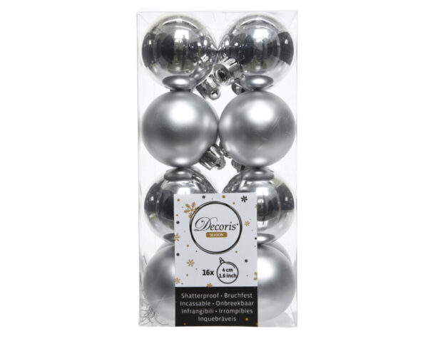 16 PZ. PALLINE DI NATALE D.4 CM argento (Cod. 33980-02)