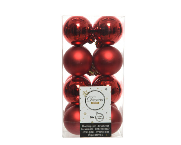 16 PZ. PALLINE DI NATALE D.4 CM rosso (Cod. 33980-03)