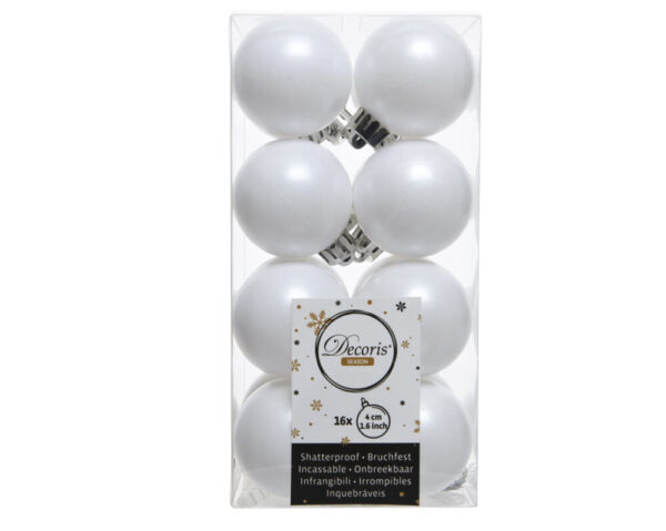 16 PZ. PALLINE DI NATALE D.4 CM bianco (Cod. 33980-06)