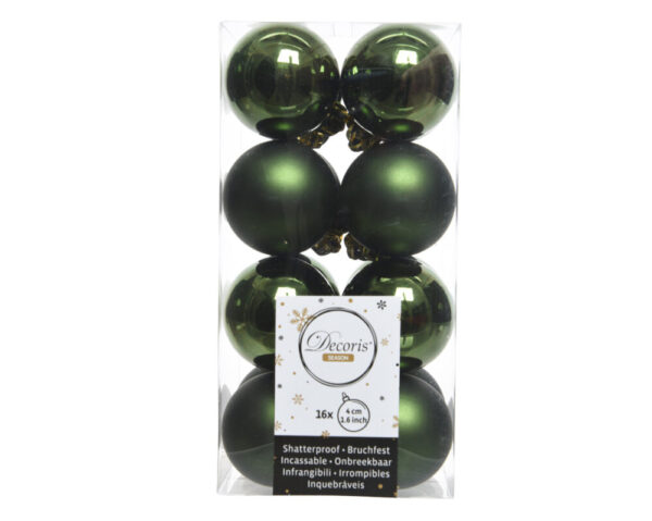 16 PZ. PALLINE DI NATALE D.4 CM verde-scuro (Cod. 33980-09)