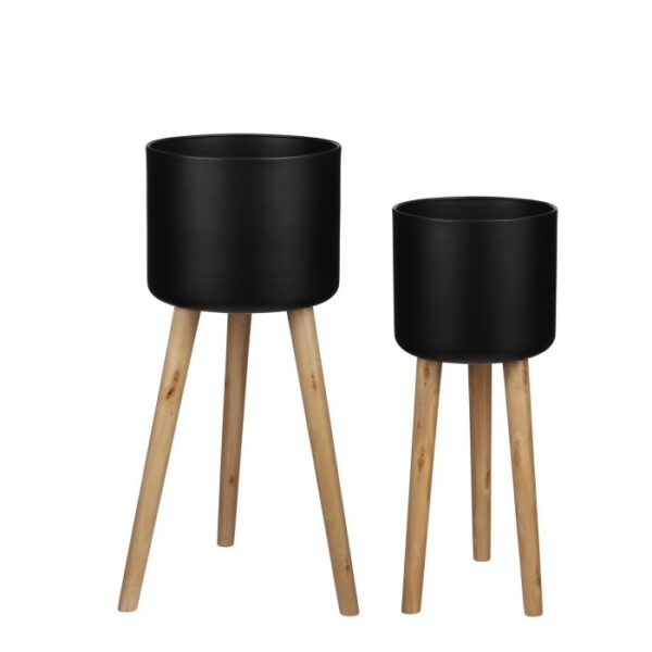SET 2 VASO ROSELLE IN PIEDI H58 D25-H66 D28 CM nero (Cod. 34125-01)