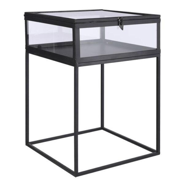 TAVOLINO METALLO CON VETRO 38X40,5 H53,5 CM   (Cod. 32126-01)